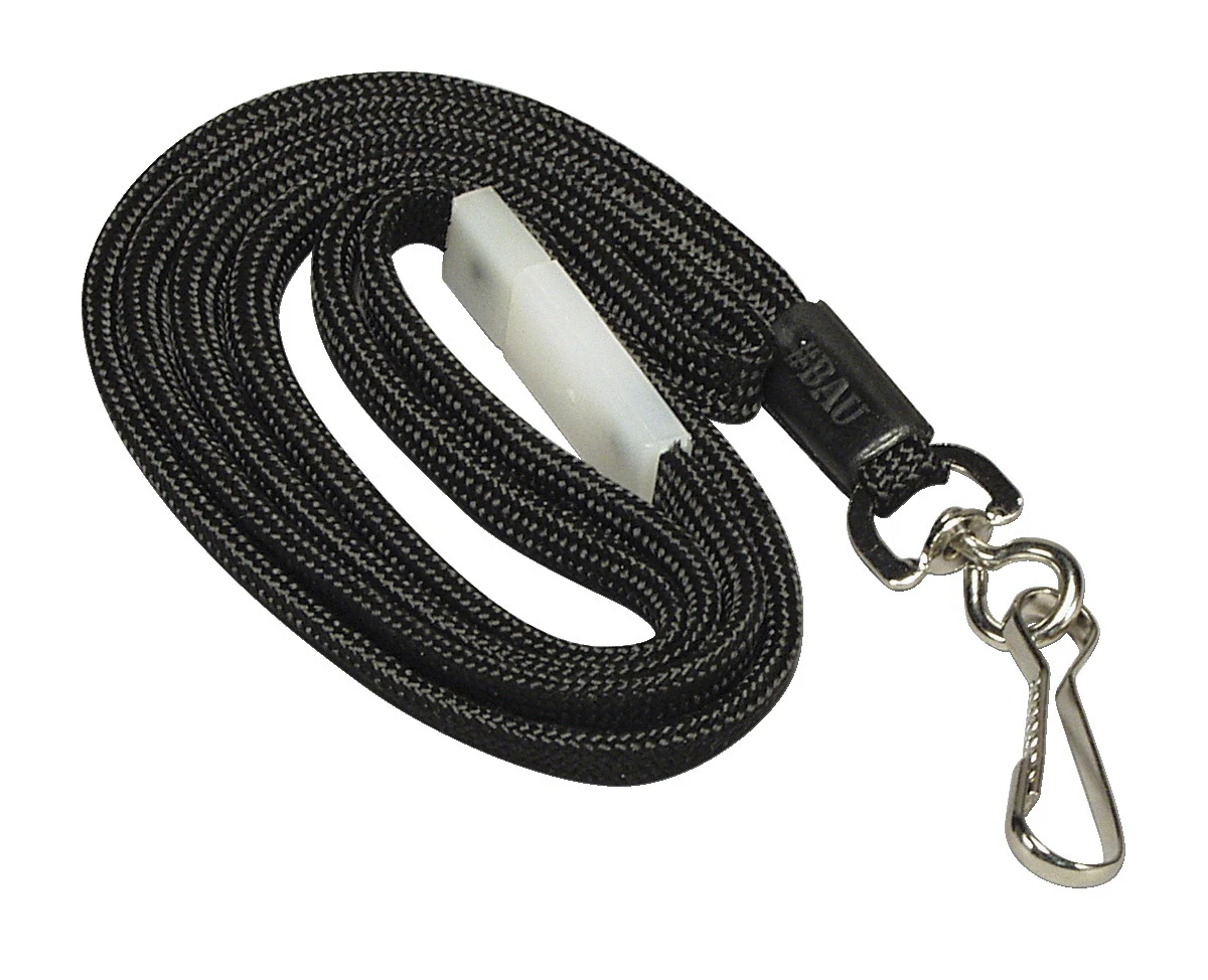 School Specialty Baumgartens Sicurix Adjustable Breakaway Safety Lanyard With Hook, 36 In L X 1/4 In W, Black, Pack Of 12 1 School Specialty Baumgartens Sicurix Adjustable Breakaway Safety Lanyard With Hook, 36 In L X 1/4 In W, Black, Pack Of 12