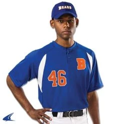 Champro Sports Two Button Placket Jersey - Grey, Black - Youth S