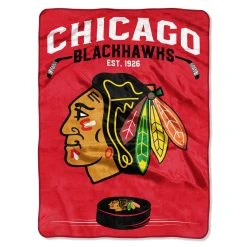 Caseys Distributing, Inc Chicago Blackhawks Blanket 60x80 Raschel Inspired Design