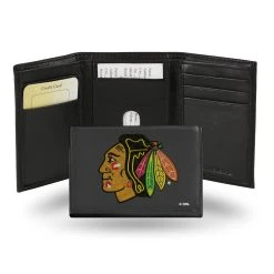 Caseys Distributing, Inc Chicago Blackhawks Wallet Trifold Leather Embroidered