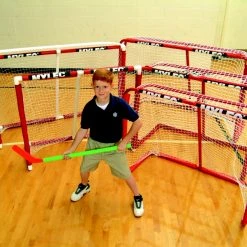 Mylec 54 X 44 X 30 Pro Style Steel Hockey Goal With Nylon Net, Red And White