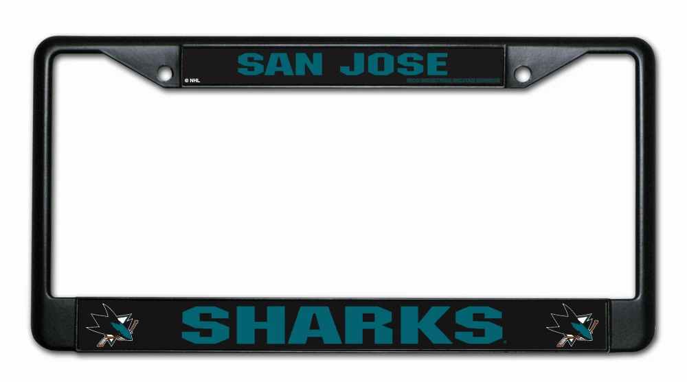 Caseys Distributing, Inc San Jose Sharks License Plate Frame Chrome Black