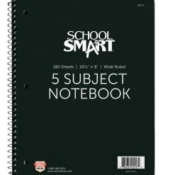 School Specialty School Smart Spiral Non-Perforated 5 Subject Wide Ruled Notebook, 10-1/2 X 8 Inches