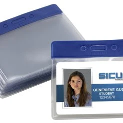 SICURIX® Sicurix Horizontal Badge Holders, Blue, Pack Of 50