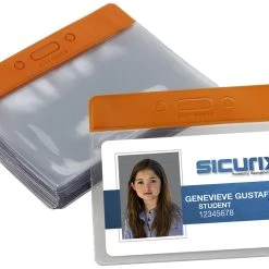 SICURIX® Sicurix Horizontal Badge Holders, Orange, Pack Of 50