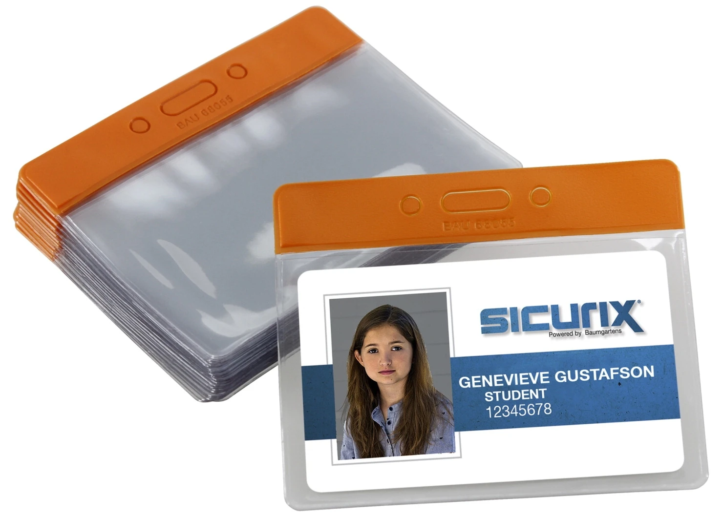 SICURIX® Sicurix Horizontal Badge Holders, Orange, Pack Of 50